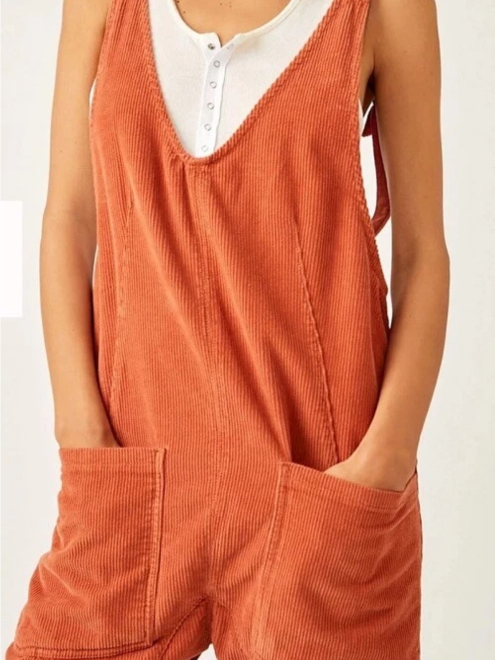 We The Free Orange High Roller Corduroy Jumpsuit Women's Size S